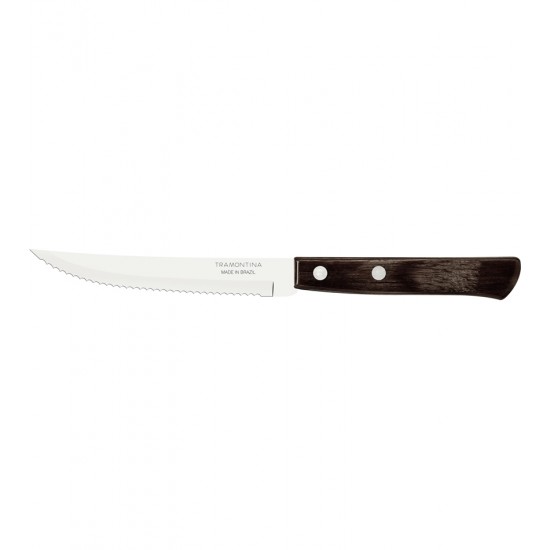 Jogo 6 Facas Churrasco Polywood aço Inox Tramontina Com Cabo De Madeira Castanho
